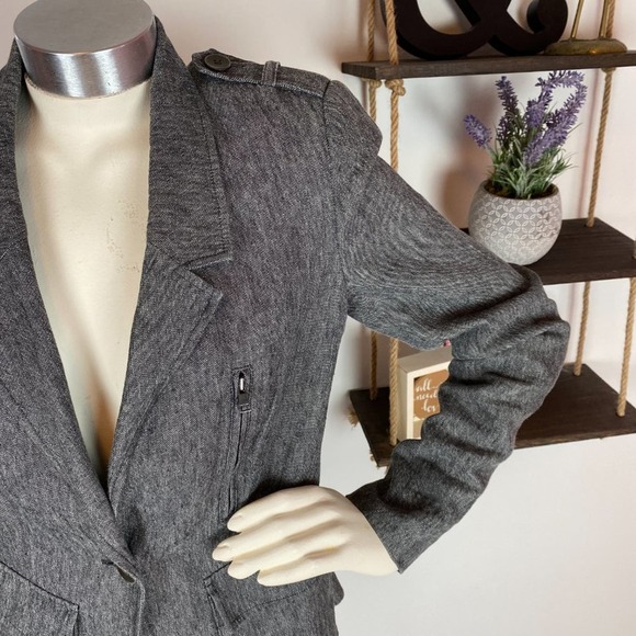 FINAL PRICE: Vince Gray Denim Button Moto Jacket - Picture 2 of 5